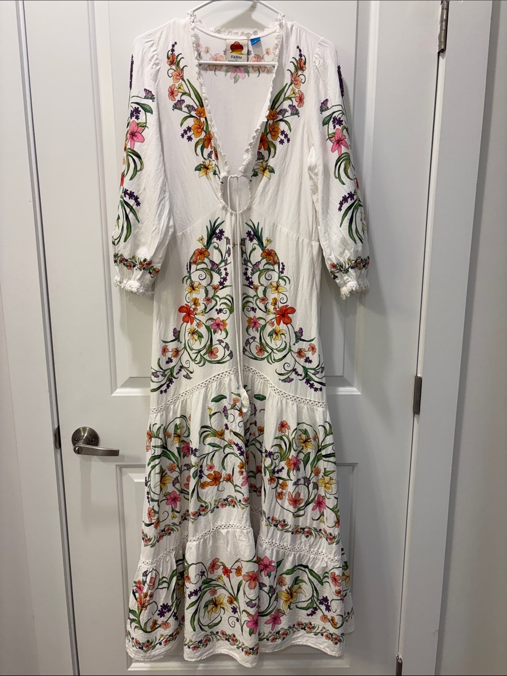 Farm Rio x Anthropologie Cutout Floral Maxi Dress Size M - Picture 15 of 16